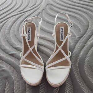 Steve Madden Strappy Platform Wedge - Size 7 - White leather